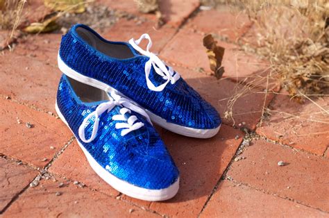 royal blue sequin tennis shoes.